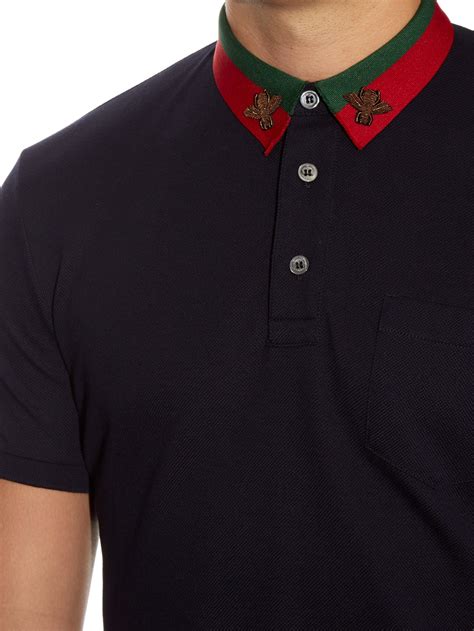 gucci men's bee polo|Gucci bee embroidered polo shirt.